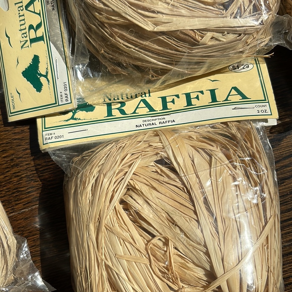 6 2 Oz bags natural raffia. New! Cleaning out my attic! - Picture 3 of 4
